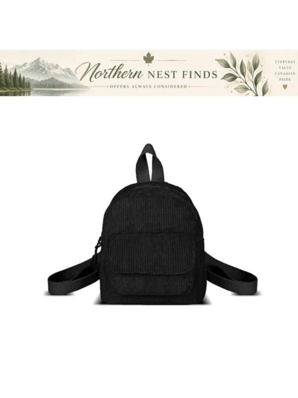 Corduroy Small Backpack Mini Casual Cute Purse Adjustable Strap